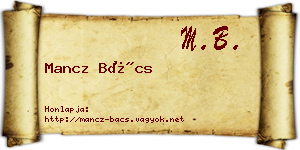 Mancz Bács névjegykártya